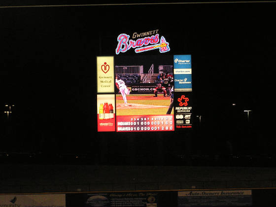 Gwinnett Stadium scoreboard